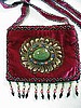 Magenta small purse w/ feather design